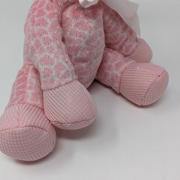 First & Main Baby Giraffe Pink Jingles 9" Waffle Rattle Plush Toy - Picture 6 of 7